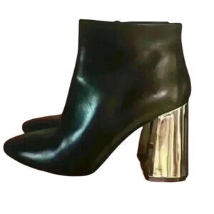 Dee Keller booties black with silver heels 38. Made I Italy. 3.5” heel